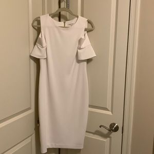 White Calvin Klein Cold Shoulder Dress